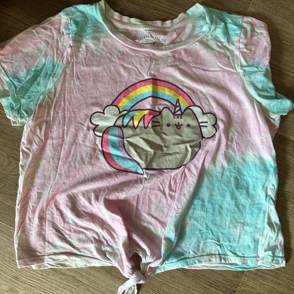 Pusheen Kids Tie-Dye Unicorn T-Shirt - Pink and Blue